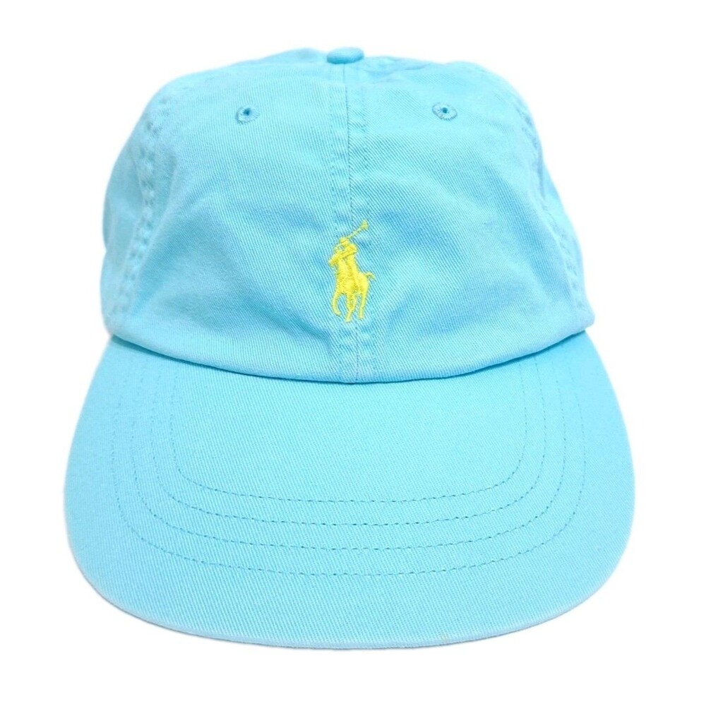 Polo Ralph Lauren Hat Cap Strapback Blue Aqua Teal Yellow Logo